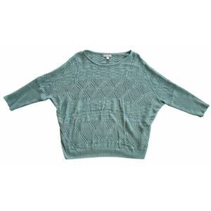 New York & Company Women’s Open Knit Dolman Sweater Top Green XL